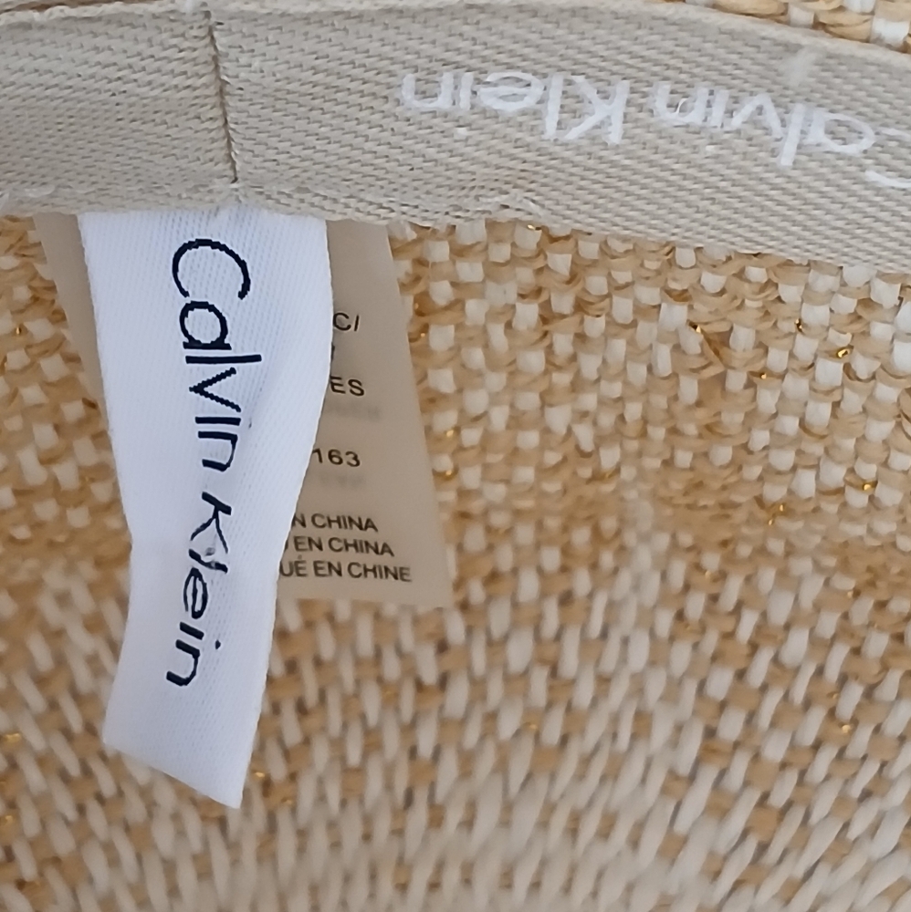 Natural Woven Straw  Paper Mettallic Wide Brim Hat - Picture 8 of 11